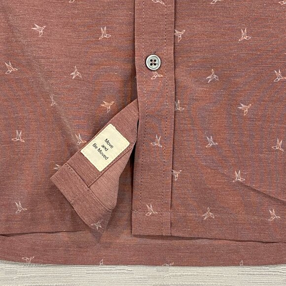 Vuori Shirt Mens Small Red Bridge Button Up Stretch Performance Short Sleeve - Picture 5 of 10
